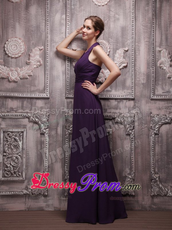 Dark Purple Empire Halter Ruching Dress for Prom Queen to Floor