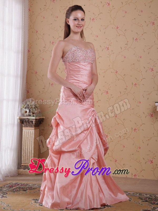 Baby Pink Column Beading and Ruching Prom Celebrity Dress