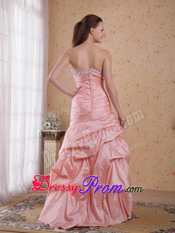 Baby Pink Column Beading and Ruching Prom Celebrity Dress