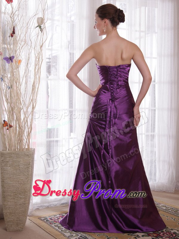 Purple Column Sweetheart Pleating Formal Dress Prom Party Dress