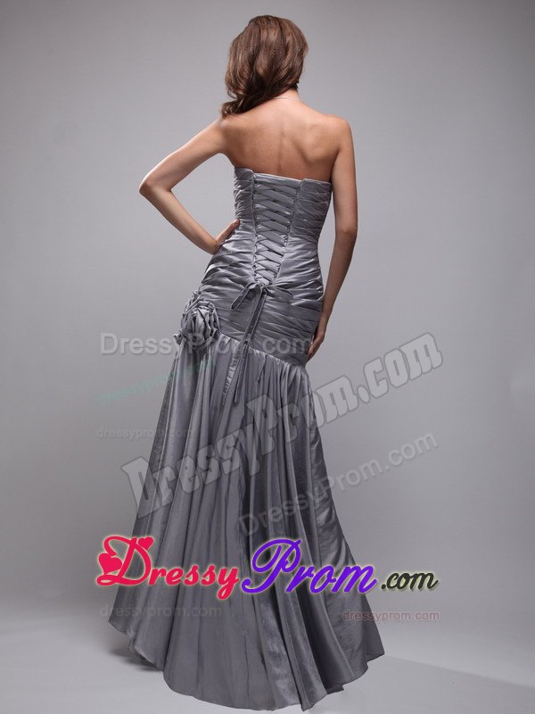 Gray Sweetheart Hand Flowers Prom Evening Dress in Mermaid