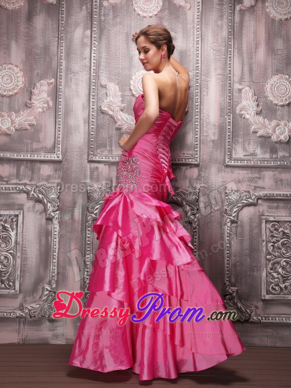 Hot Pink Column Sweetheart Prom Celebrity Dress with Beading