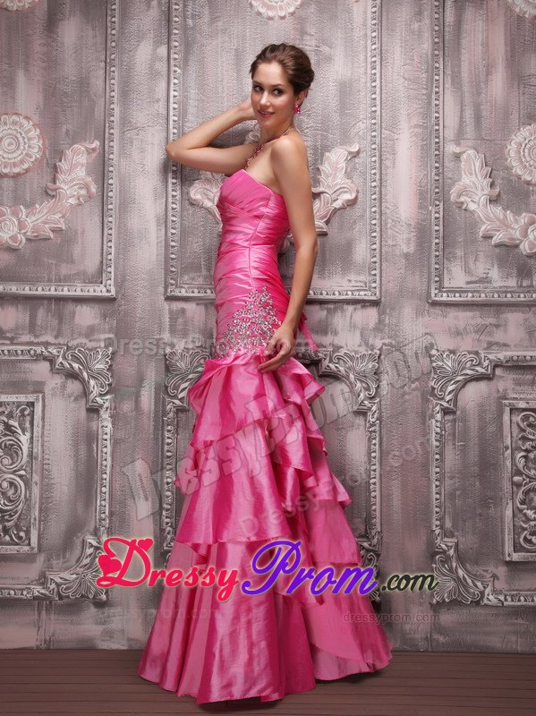 Hot Pink Column Sweetheart Prom Celebrity Dress with Beading