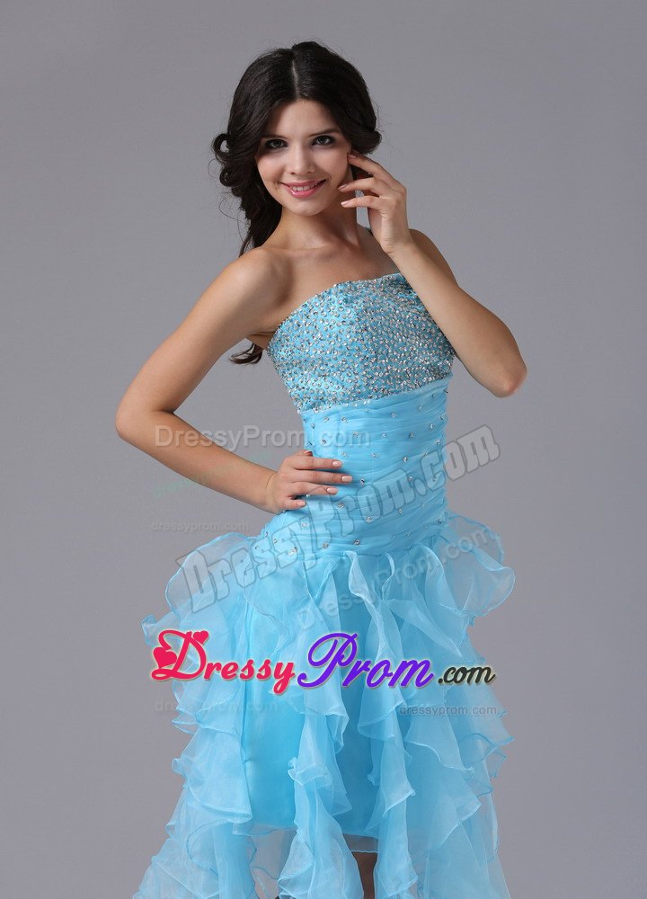 High-low and Beading One Shoulder and Bust 2013 Prom Dress