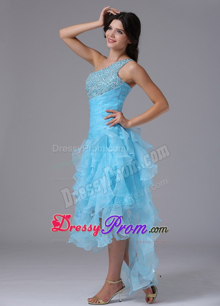 High-low and Beading One Shoulder and Bust 2013 Prom Dress