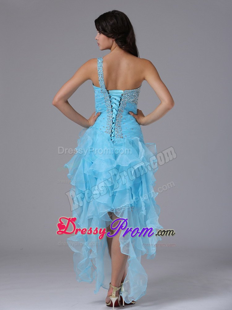 High-low and Beading One Shoulder and Bust 2013 Prom Dress