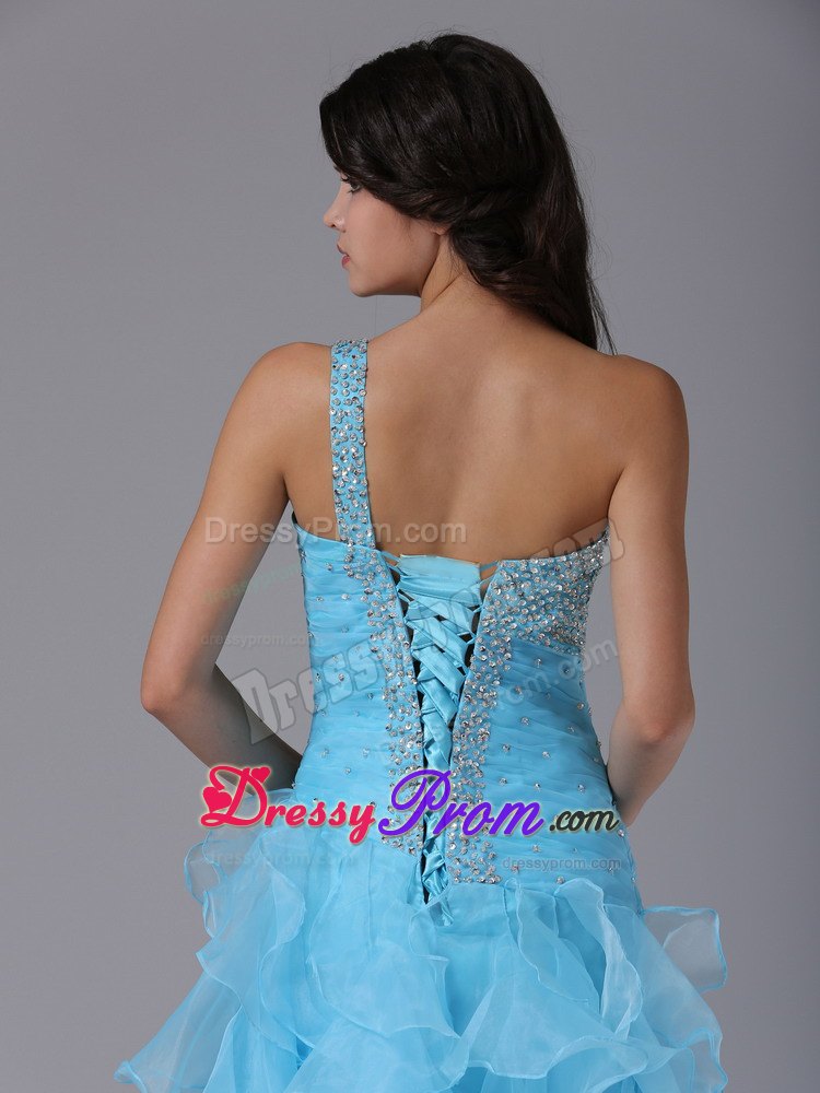 High-low and Beading One Shoulder and Bust 2013 Prom Dress