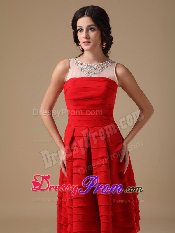 Red Prom Dama Dresses for Quince Dress with Beading and Layers