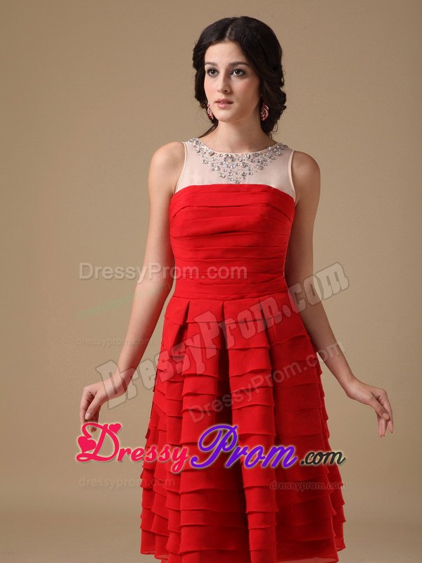 Red Prom Dama Dresses for Quince Dress with Beading and Layers