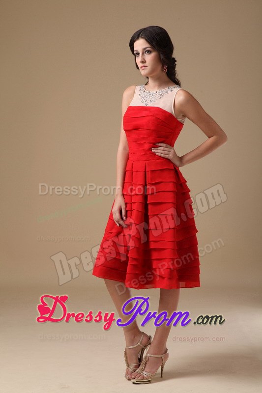 Red Prom Dama Dresses for Quince Dress with Beading and Layers