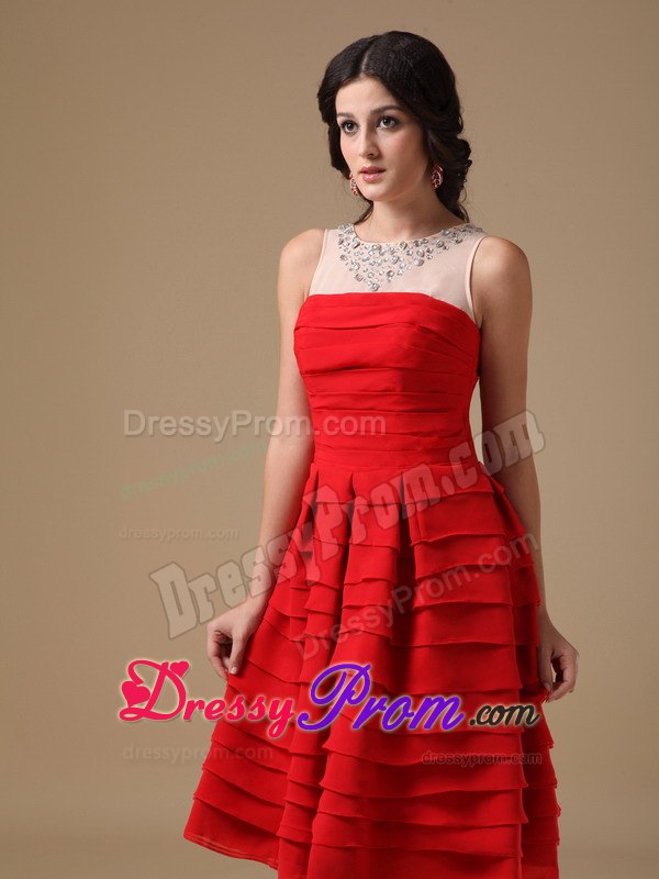 Red Prom Dama Dresses for Quince Dress with Beading and Layers