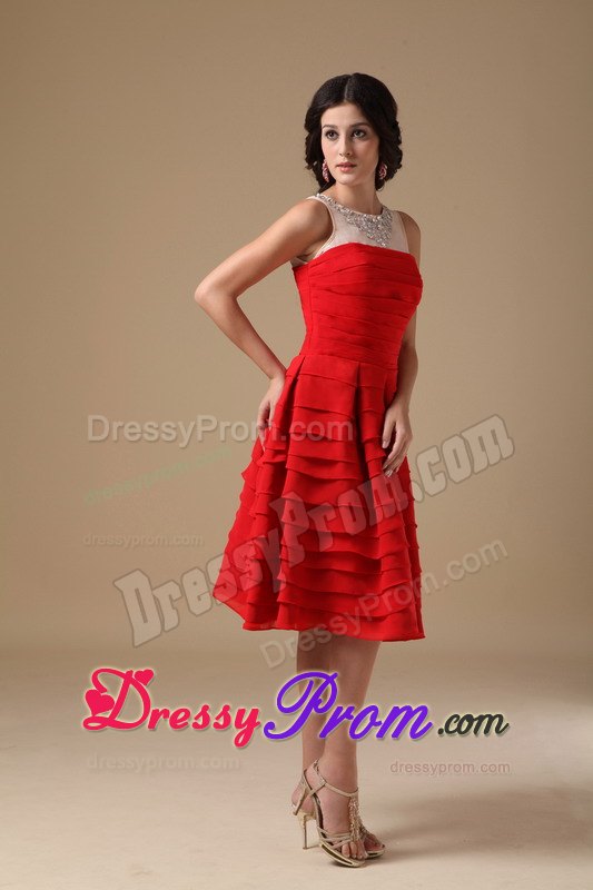 Red Prom Dama Dresses for Quince Dress with Beading and Layers