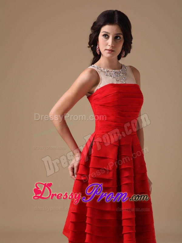 Red Prom Dama Dresses for Quince Dress with Beading and Layers