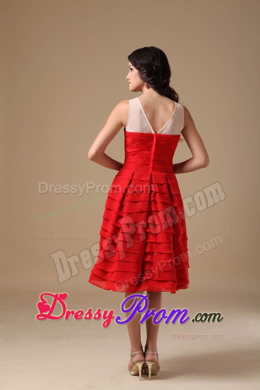 Red Prom Dama Dresses for Quince Dress with Beading and Layers