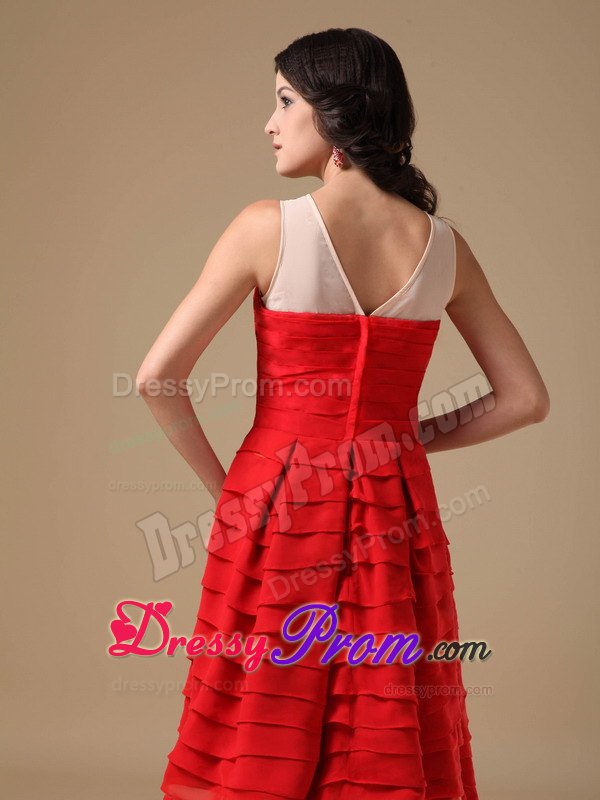 Red Prom Dama Dresses for Quince Dress with Beading and Layers
