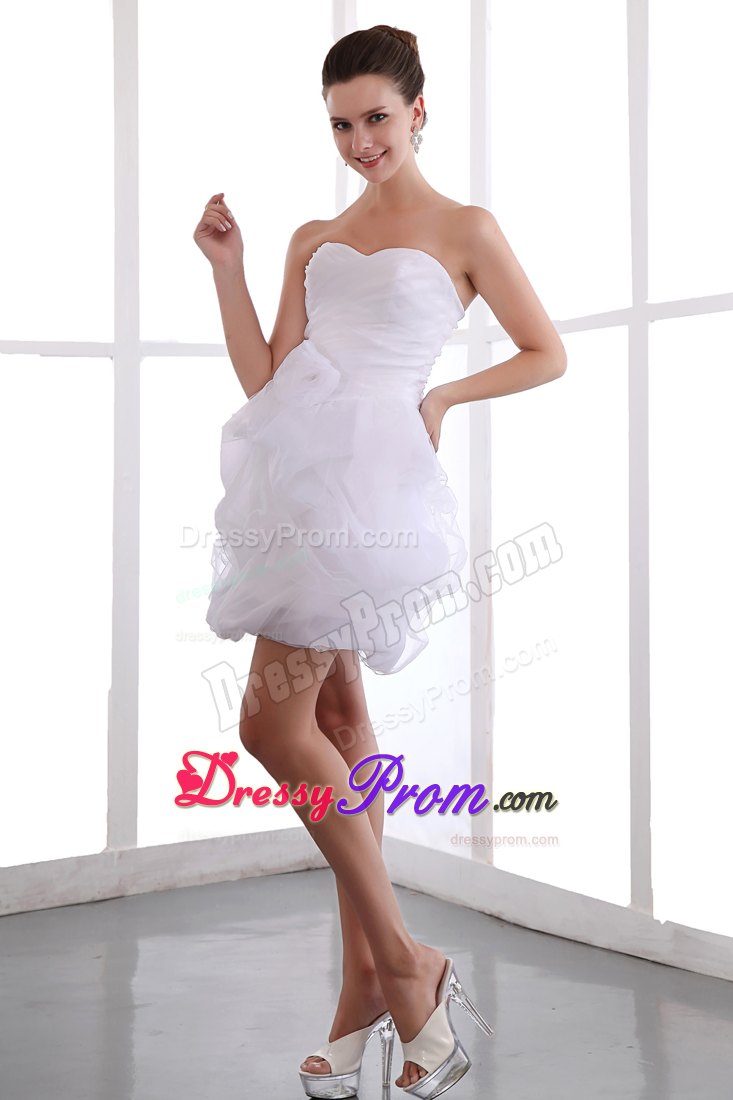 2014 Sweetheart Flower Pick Ups White Mini Prom Dress in Ohio