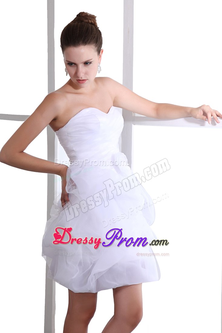 2014 Sweetheart Flower Pick Ups White Mini Prom Dress in Ohio