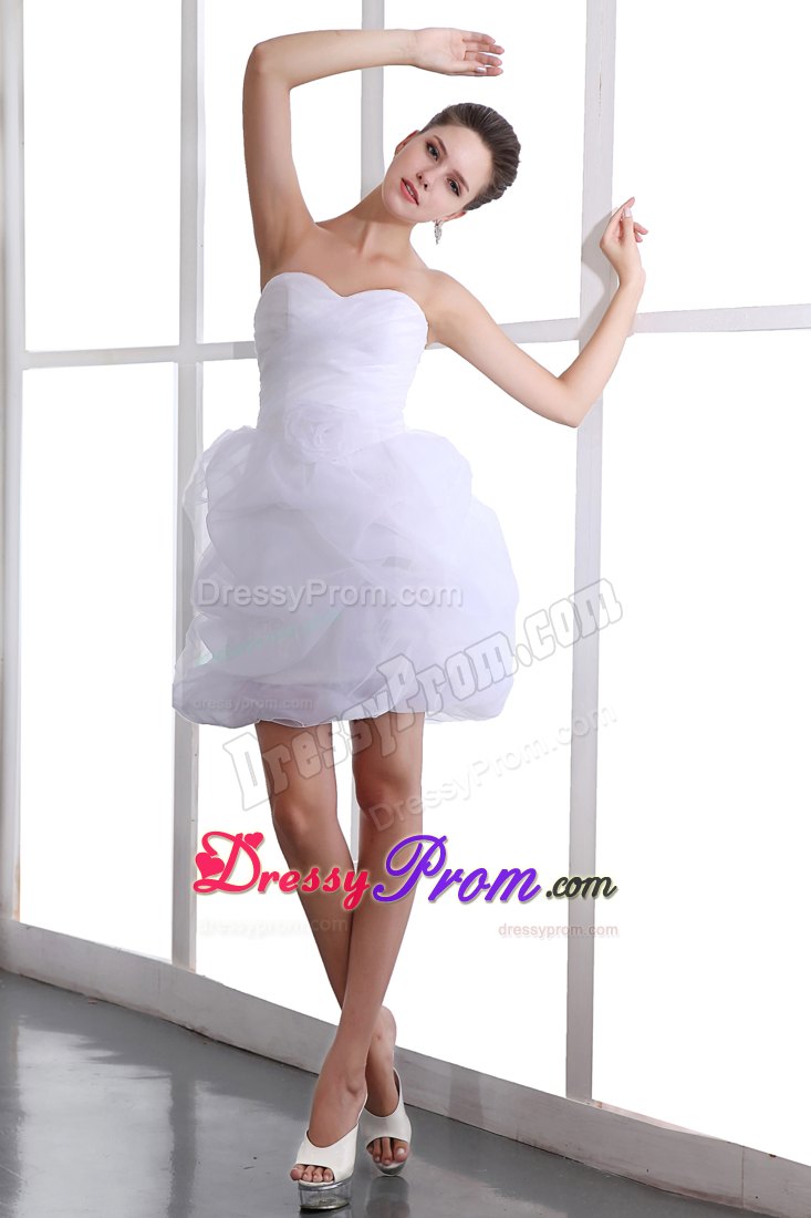2014 Sweetheart Flower Pick Ups White Mini Prom Dress in Ohio