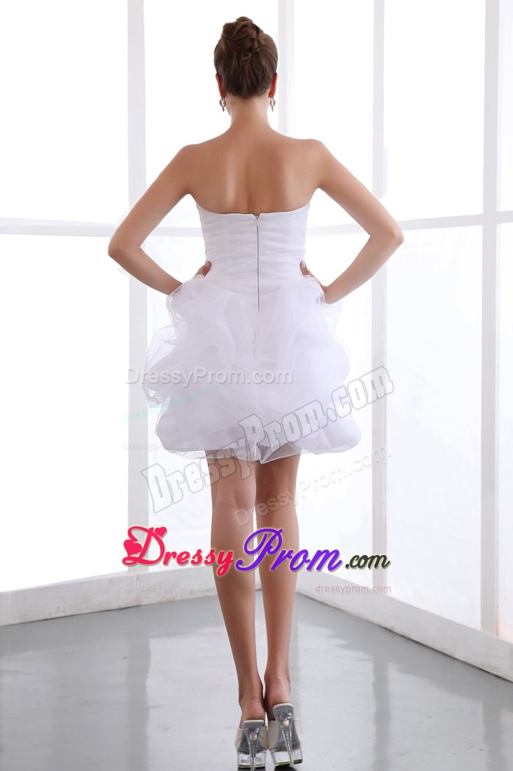 2014 Sweetheart Flower Pick Ups White Mini Prom Dress in Ohio