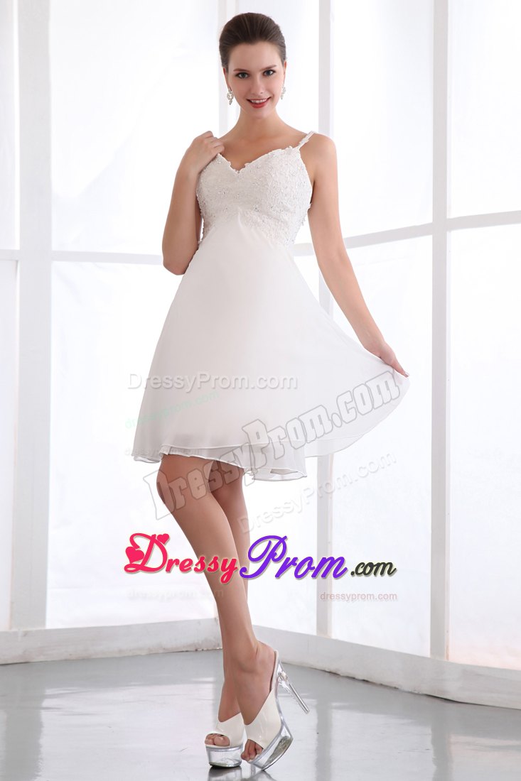 Spaghetti Straps Appliqued White Prom Dress in Connecticut