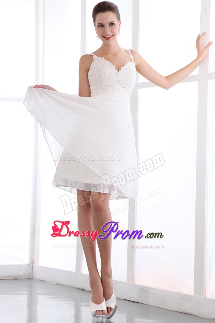 Spaghetti Straps Appliqued White Prom Dress in Connecticut