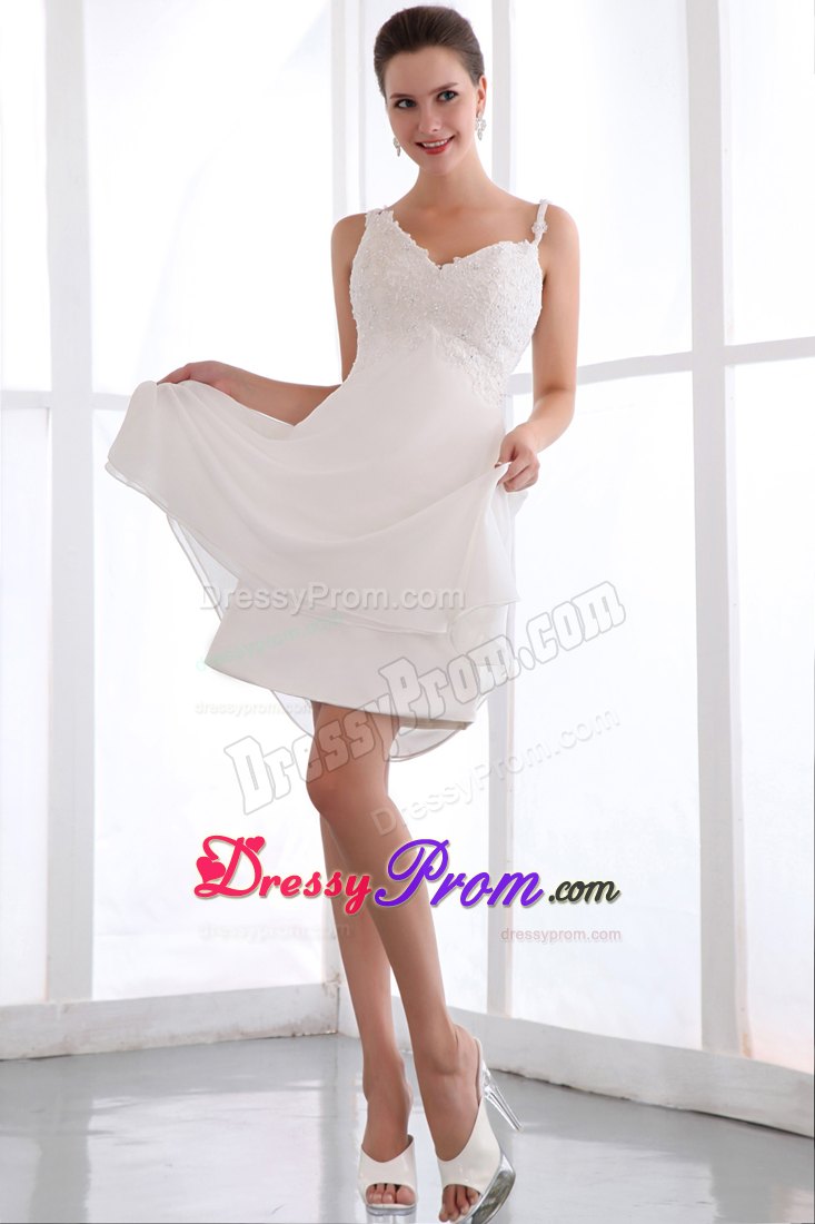 Spaghetti Straps Appliqued White Prom Dress in Connecticut