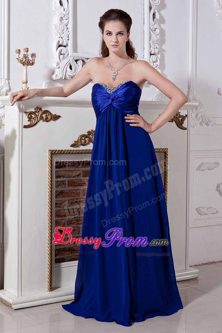 Empire Sweetheart Royal Blue Beading Chiffon Dresses For JS Prom