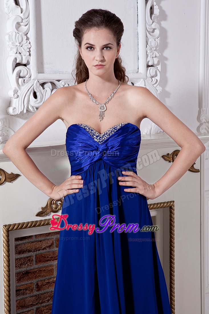 Empire Sweetheart Royal Blue Beading Chiffon Dresses For JS Prom