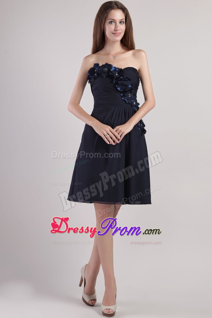 Fabulous Empire Strapless Flowers Black Prom Nightclub Dress