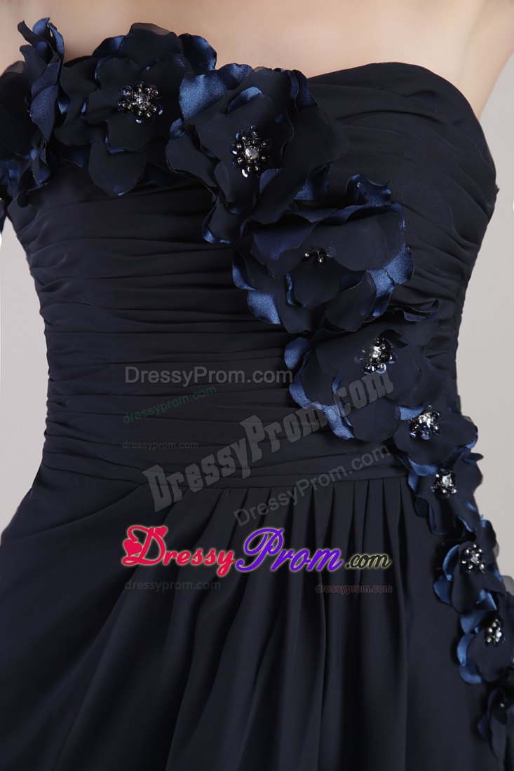Fabulous Empire Strapless Flowers Black Prom Nightclub Dress