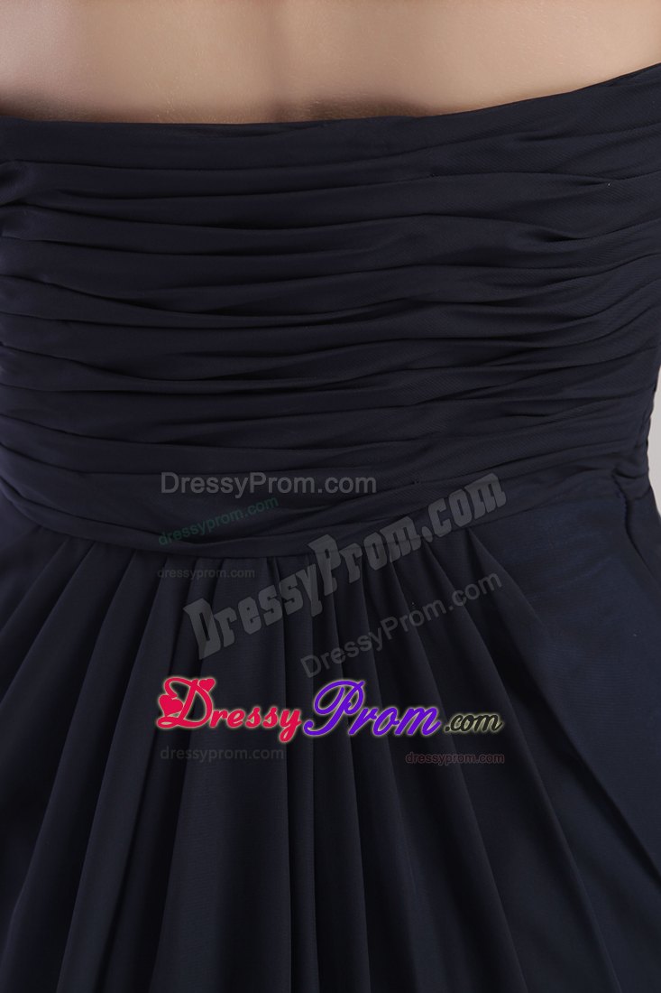 Fabulous Empire Strapless Flowers Black Prom Nightclub Dress