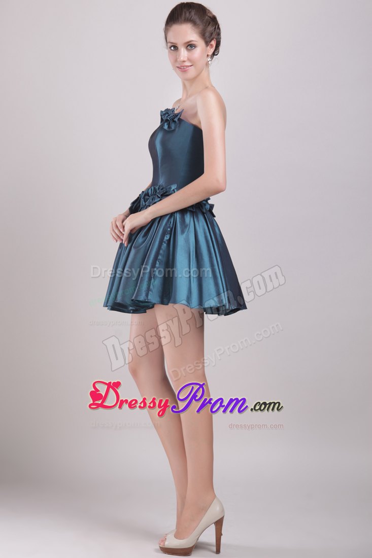 Mature Strapless Bowknot Peacock Green Junior Mini Prom Dress