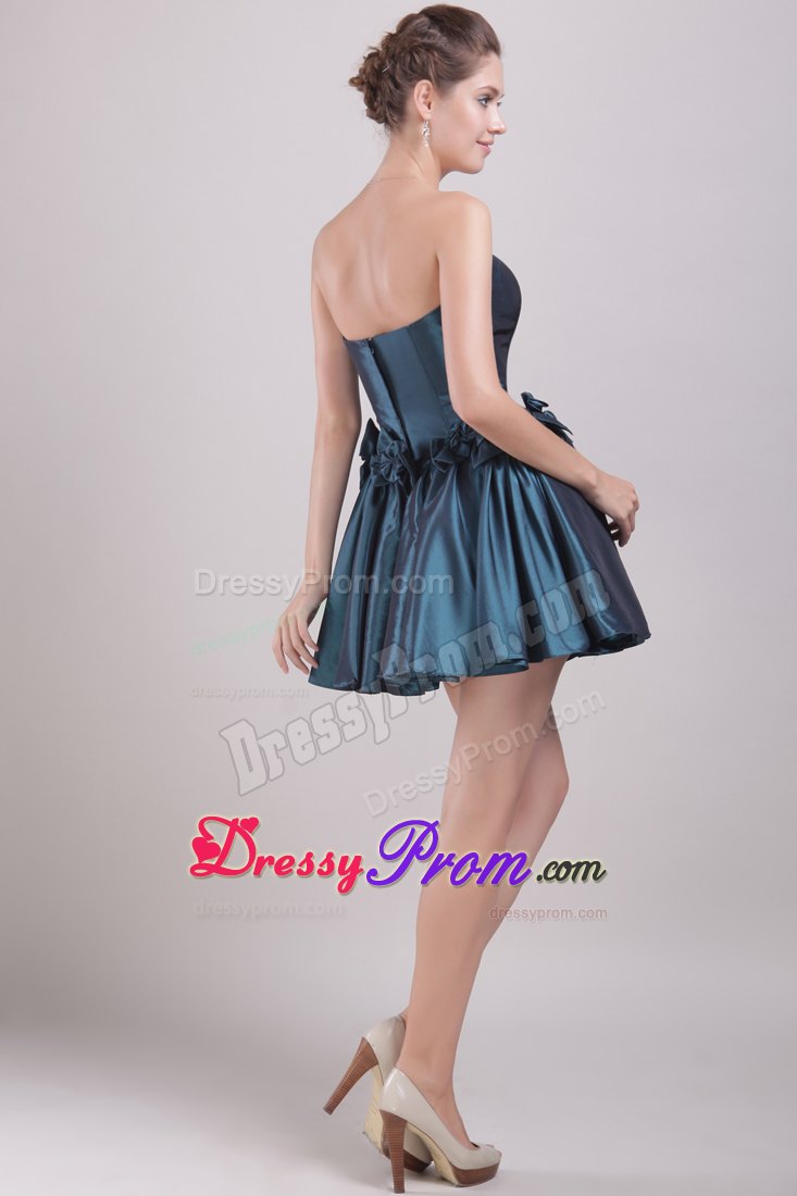 Mature Strapless Bowknot Peacock Green Junior Mini Prom Dress