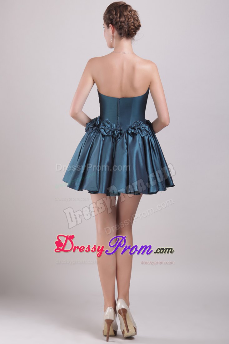 Mature Strapless Bowknot Peacock Green Junior Mini Prom Dress