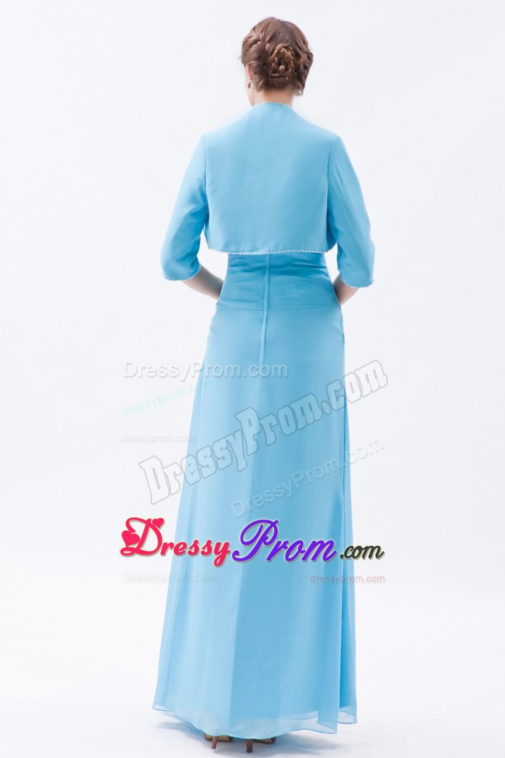 best Straps Long Baby Blue Prom Dama Dress for Quinceanera
