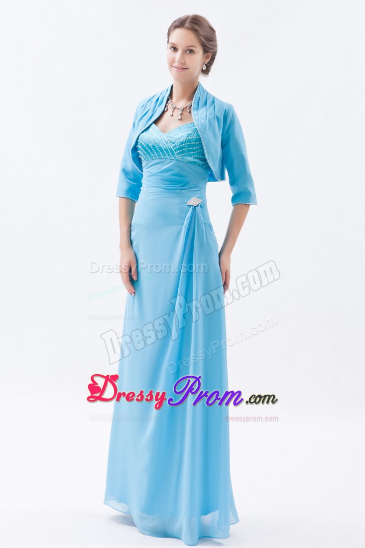 best Straps Long Baby Blue Prom Dama Dress for Quinceanera