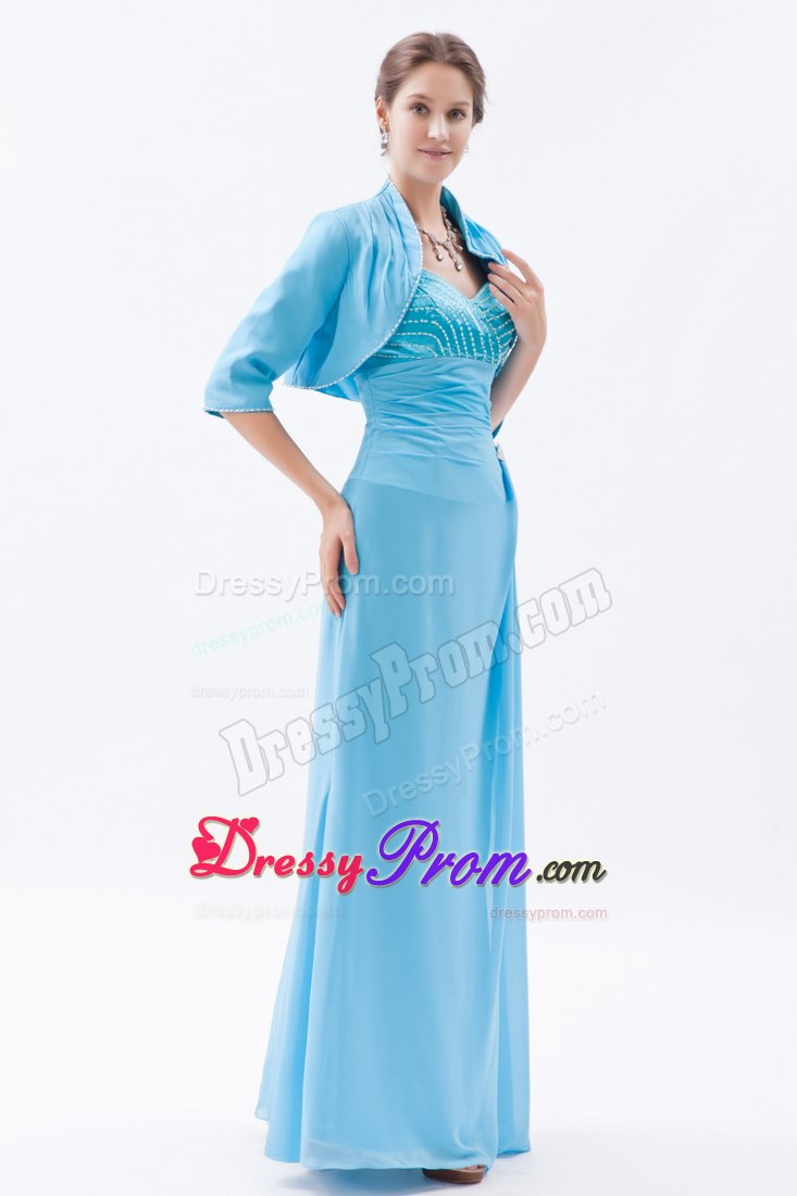 best Straps Long Baby Blue Prom Dama Dress for Quinceanera