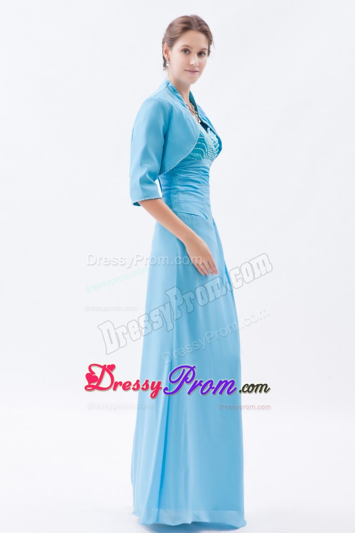 best Straps Long Baby Blue Prom Dama Dress for Quinceanera