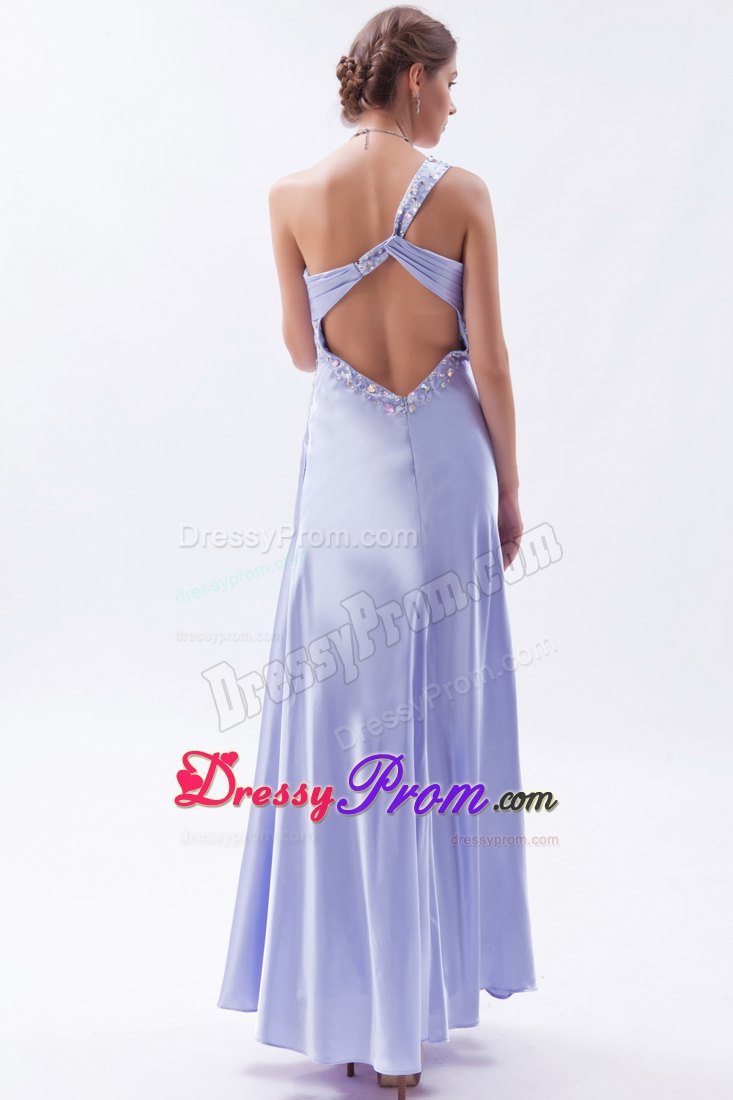 Discount One Shoulder Empire Lilac Prom Dress with Back Out
