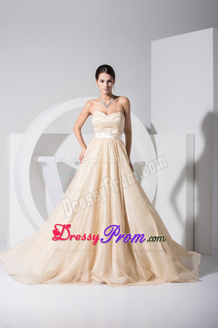 A-line Sweetheart Brush Train Champagne Prom Holiday Dress