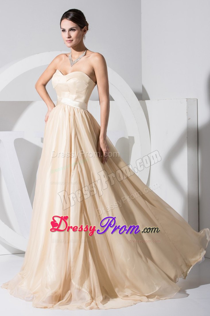 A-line Sweetheart Brush Train Champagne Prom Holiday Dress