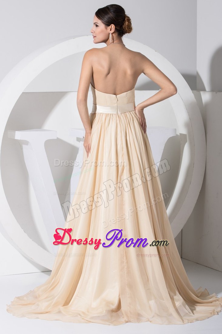 A-line Sweetheart Brush Train Champagne Prom Holiday Dress