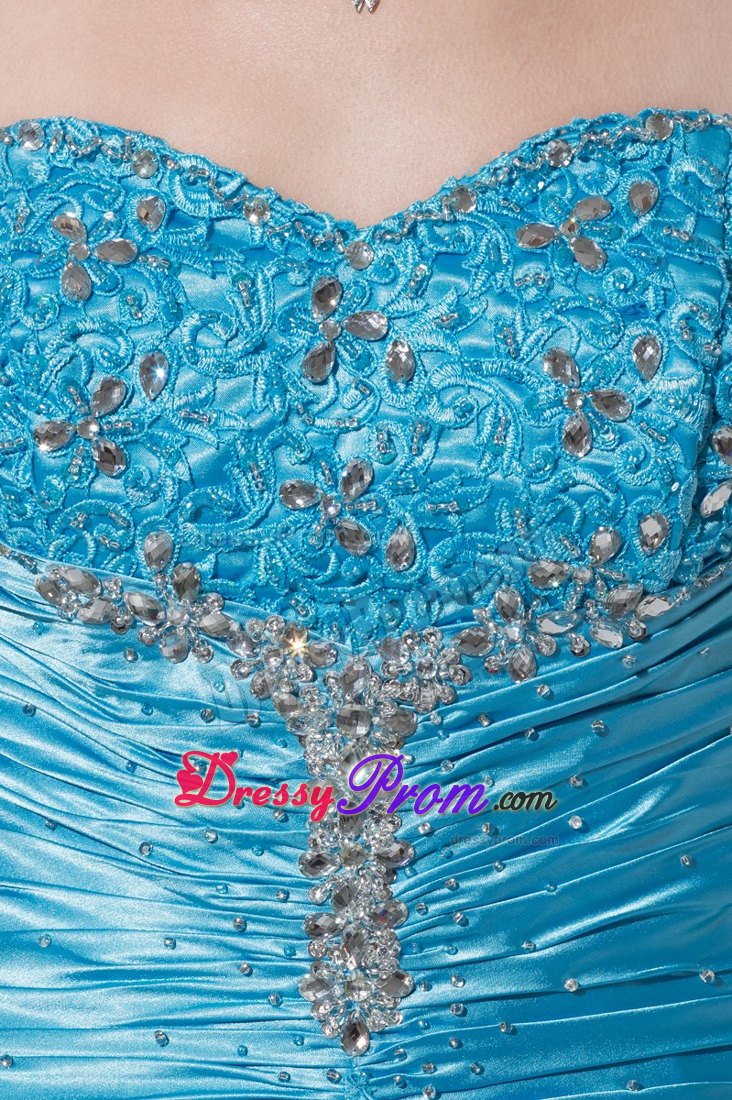 Slit Sweetheart Ruching Embroidery Ruffles Prom Dress with Brush Train