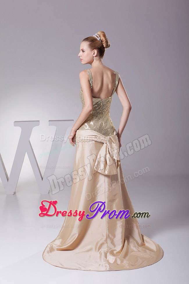 Hand Flower Sequin and Satin Champagne Brush Prom Dress in Townsville