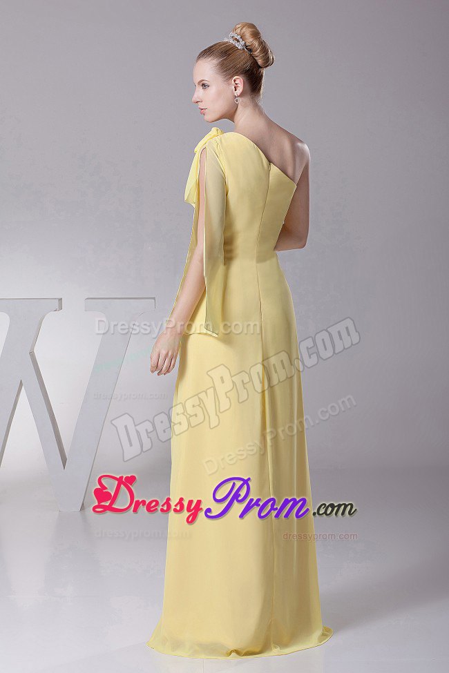 Light Yellow Prom Dress with One Shoulder and High Silt in Wollongong