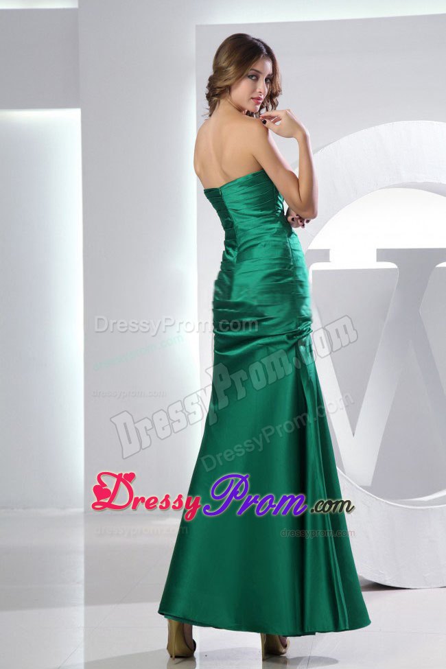 Green Ruching Mermaid Strapless Ankle-length Prom Dress in Newcastle