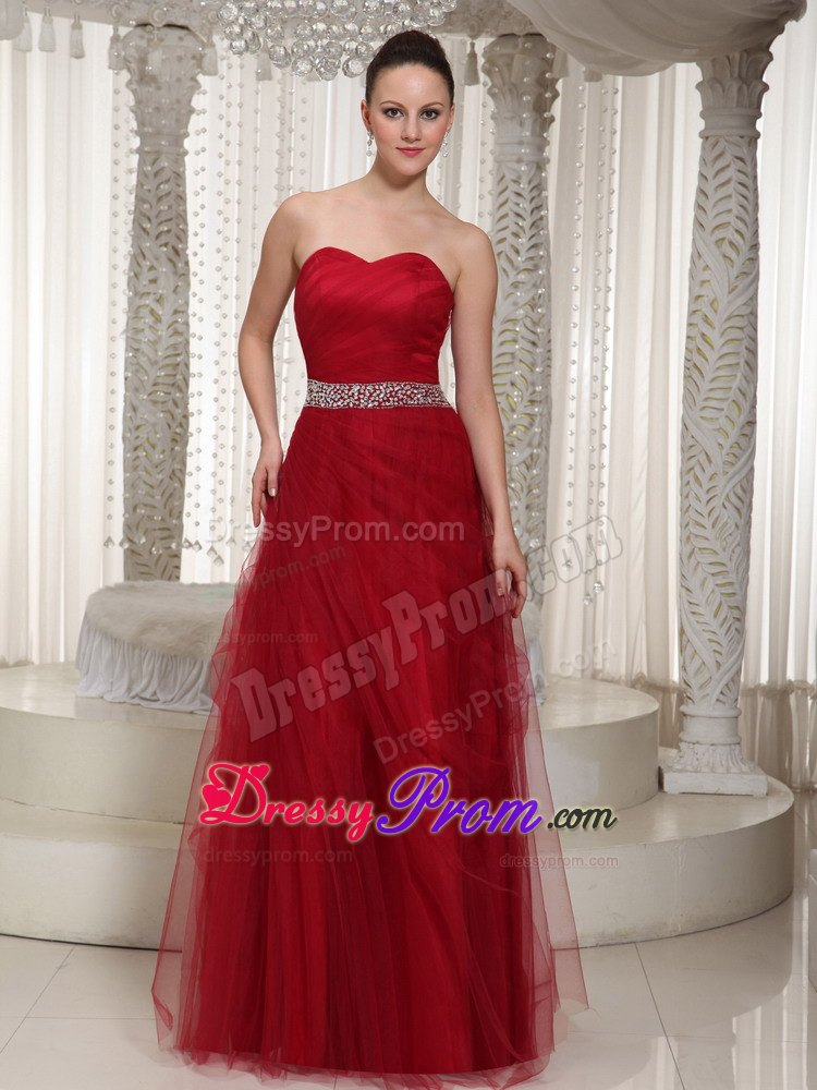 Red Beading Floor-length Sweetheart Prom Homecoming Dress For Wear