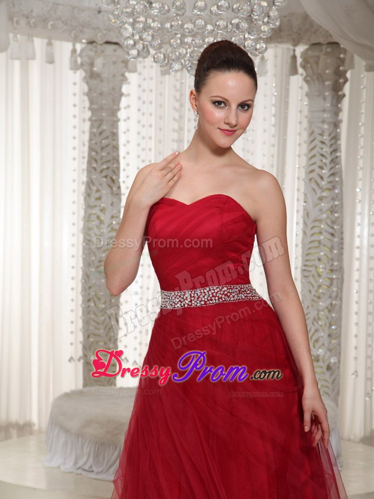 Red Beading Floor-length Sweetheart Prom Homecoming Dress For Wear