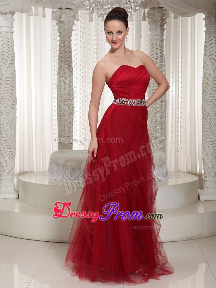 Red Beading Floor-length Sweetheart Prom Homecoming Dress For Wear