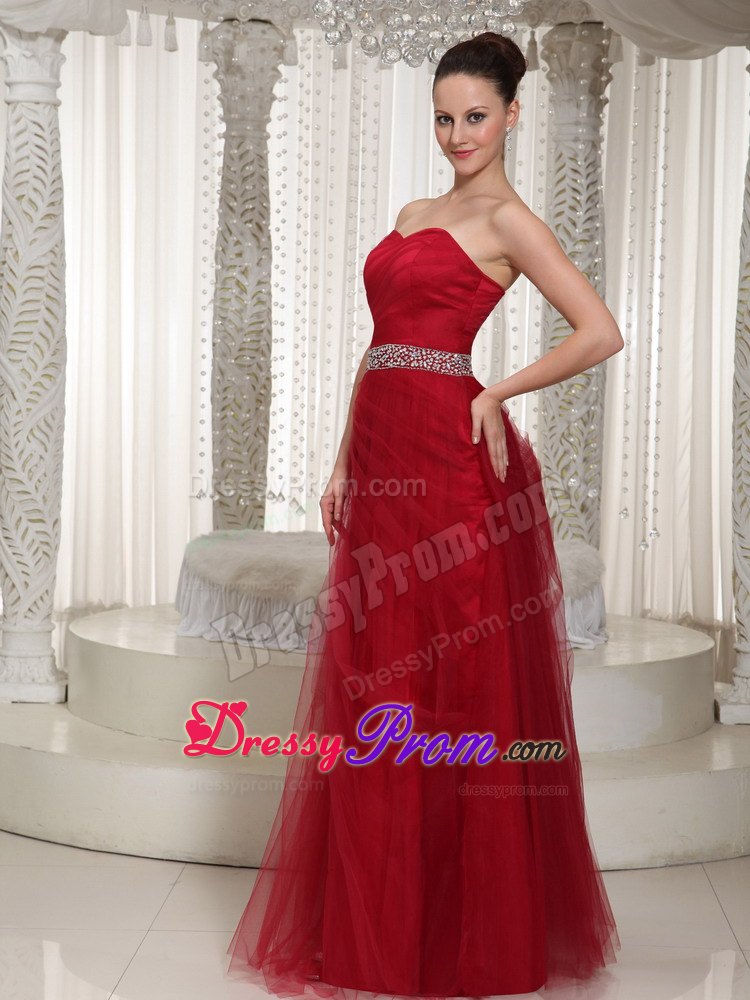 Red Beading Floor-length Sweetheart Prom Homecoming Dress For Wear